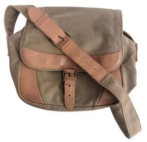 Vtg 00s LL Bean Canvas Leather Messenger Crossbody Bag Utility Gorpcore Cosplay